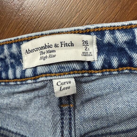 Abercrombie & Fitch Curve Love The Mom High Rise Jeans Acid Wash Casual Sz 26/2s - Picture 8 of 8
